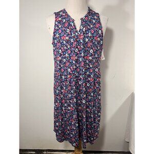 Croft & Barrow Women’s Plus 1X Sleeveless Floral Dress Navy Pink NWT